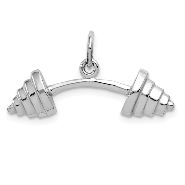 14k White Gold Curved Barbell Pendant Hot on Sale