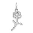 14k White Gold Stemmed Rose Silhouette Charm Online Hot Sale