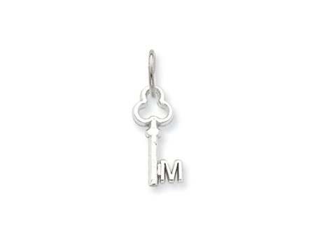 14k White Gold, Hannah Collection, Mini Initial M Shamrock Key Charm Sale