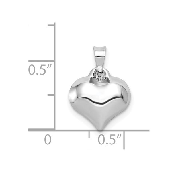 14k White Gold Puffed Heart Charm and Pendant, 12mm Sale