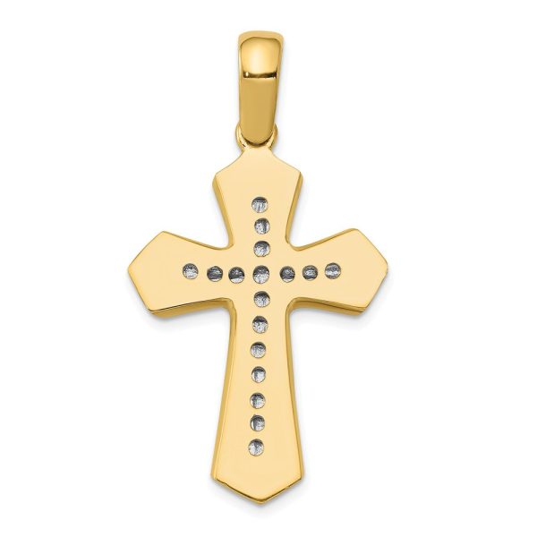 14k Two Tone Gold Solid Rope Cross Pendant, 22 x 43mm Sale