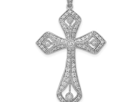 14k White Gold 5 8 Ctw Diamond Passion Cross Pendant, 24 x 33mm Discount