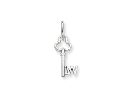 14k White Gold, Hannah Collection, Mini Initial W Shamrock Key Charm Online Sale