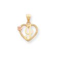 14k Two Tone Gold Grace Collection 15mm Heart Initial I Pendant For Cheap