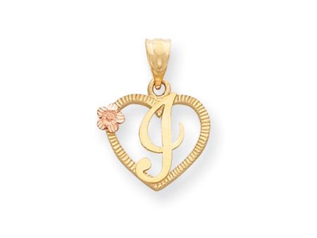 14k Two Tone Gold Grace Collection 15mm Heart Initial I Pendant For Cheap