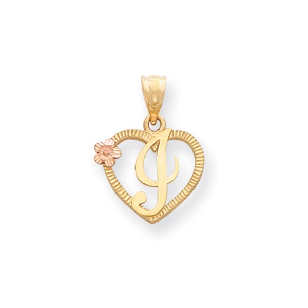 14k Two Tone Gold Grace Collection 15mm Heart Initial I Pendant For Cheap