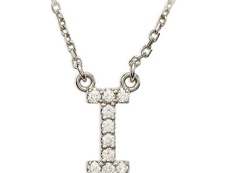 1 10 Cttw Diamond & 14k White Gold Block Initial Necklace, Letter I Online