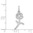 14k White Gold Stemmed Rose Silhouette Charm Online Hot Sale