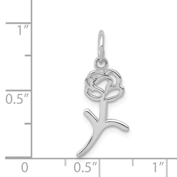 14k White Gold Stemmed Rose Silhouette Charm Online Hot Sale