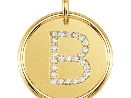 1 8 Ctw G-H, I1 Diamond Initial 17mm 14k Yellow Gold Pendant Letter B Online Hot Sale