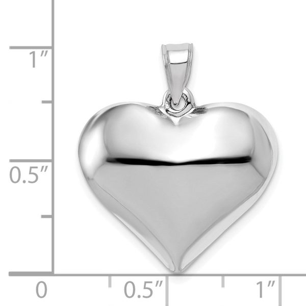 14k White Gold Puffed Heart Pendant, 21mm Hot on Sale