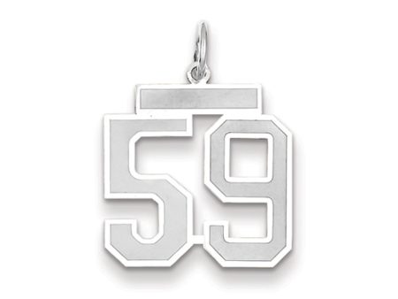 14k White Gold, Jersey Collection, Medium Number 59 Pendant Supply