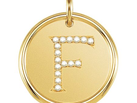 .08 Ctw G-H, I1 Diamond Initial 17mm 14k Yellow Gold Pendant Letter F Supply