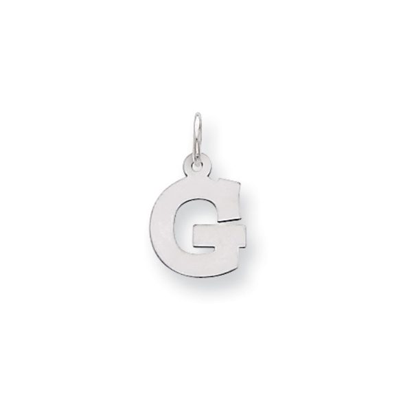 14k White Gold, Amanda Collection, Small Block Style Initial G Pendant For Discount