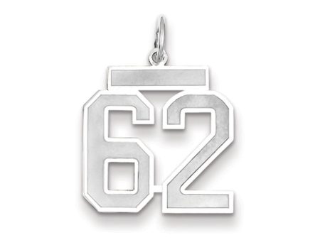 14k White Gold, Jersey Collection, Medium Number 62 Pendant Supply