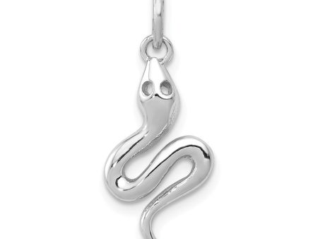 14k White Gold Polished 3D Snake Charm Online Sale