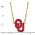 14k Gold Plated Silver Oklahoma Large OU Enamel Pendant Necklace Online Sale