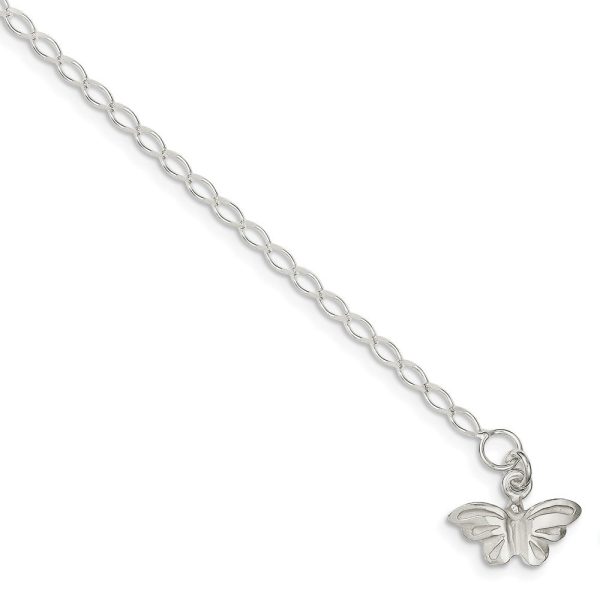 Sterling Silver Butterfly Open Link Anklet, 10 Inch Sale