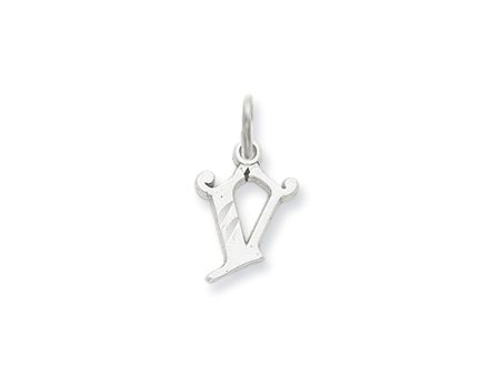 14k White Gold, Isabelle Collection, Mini Letter V Initial Charm Sale