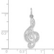 14k White Gold Treble Clef with Music Notes Pendant Fashion