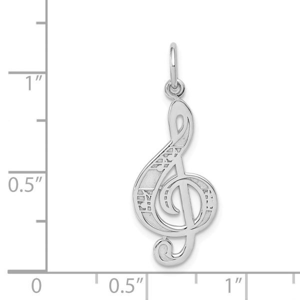 14k White Gold Treble Clef with Music Notes Pendant Fashion