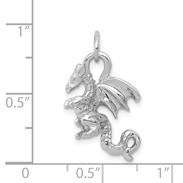 14k White Gold Small 3D Winged Dragon Charm Sale