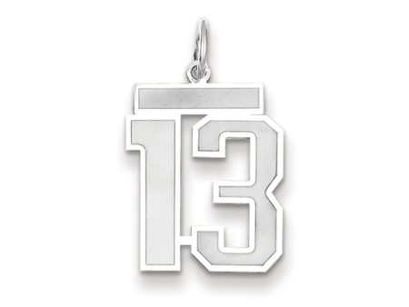 14k White Gold, Jersey Collection, Medium Number 13 Pendant Supply