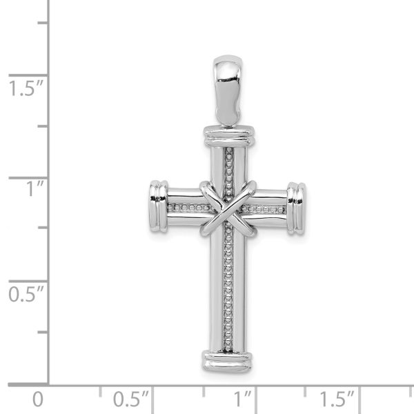 14k White Gold Polished Rope Cross Pendant on Sale