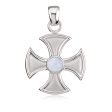 14k White Gold and Chalcedony Maltese Cross Pendant Supply