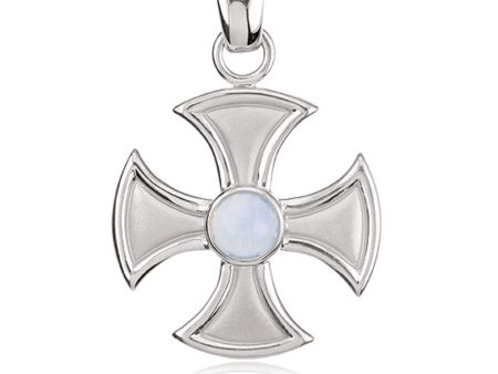 14k White Gold and Chalcedony Maltese Cross Pendant Supply