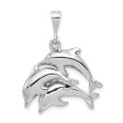 14k White Gold Dolphin Pod Pendant Cheap