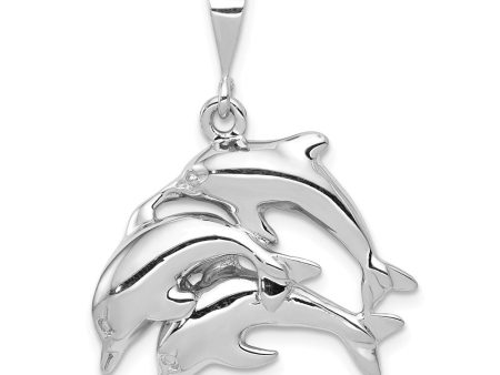 14k White Gold Dolphin Pod Pendant Cheap