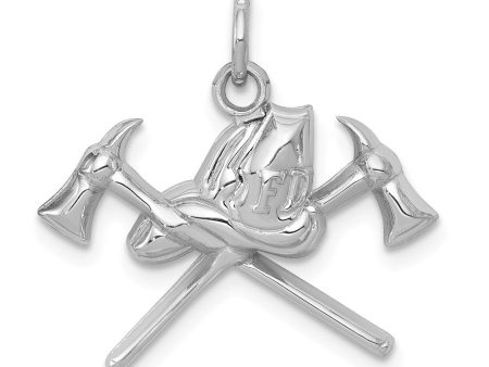 14k White Gold 2D Fire Department Insignia Charm Supply