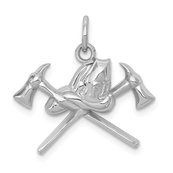 14k White Gold 2D Fire Department Insignia Charm Supply