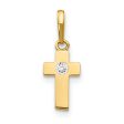 Children s 14k Yellow Gold & Cubic Zirconia Tiny Cross Pendant Discount