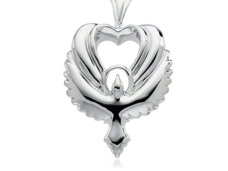 14k White Gold Dove Heart Pendant For Sale