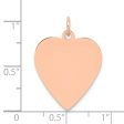 14k Rose Gold Engravable Heart Disc Charm or Pendant, 19mm Supply