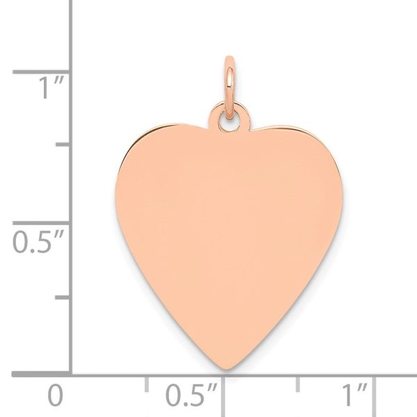 14k Rose Gold Engravable Heart Disc Charm or Pendant, 19mm Supply