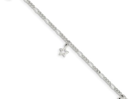 Sterling Silver Dangling Moon and Stars Adjustable Anklet, 9 Inch Online