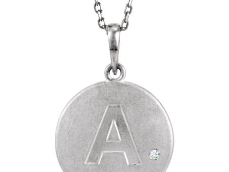 The Emma Sterling Silver Diamond Block Initial A Disc Necklace, 18 In. Sale