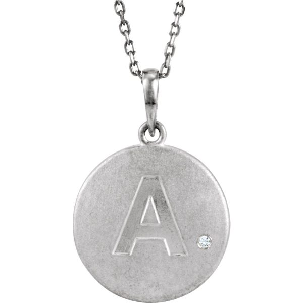 The Emma Sterling Silver Diamond Block Initial A Disc Necklace, 18 In. Sale