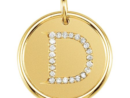 1 10 Ctw G-H, I1 Diamond Initial 17mm 14k Yellow Gold Pendant Letter D Sale