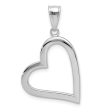 14k White Gold Hollow Heart Pendant, 17mm Online Hot Sale