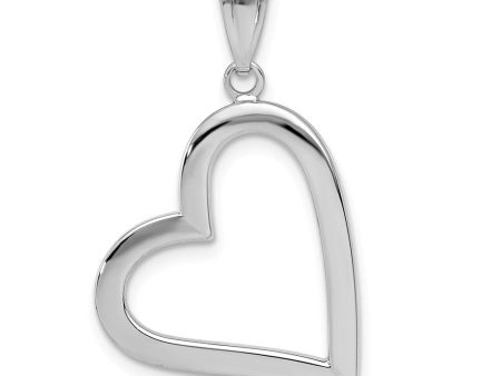 14k White Gold Hollow Heart Pendant, 17mm Online Hot Sale