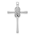 14k White Gold 0.04 Ctw Diamond Infinity Cross Slide Pendant, 16x26mm Online Sale