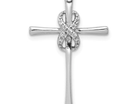 14k White Gold 0.04 Ctw Diamond Infinity Cross Slide Pendant, 16x26mm Online Sale