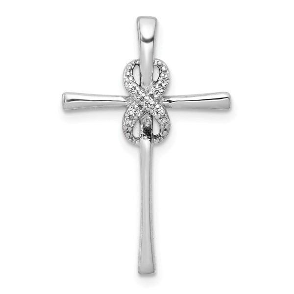 14k White Gold 0.04 Ctw Diamond Infinity Cross Slide Pendant, 16x26mm Online Sale