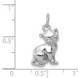 14k White Gold 2D Polished Cat Charm or Pendant Supply