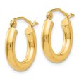 3mm x 15mm 14k Yellow Gold Classic Round Hoop Earrings For Discount