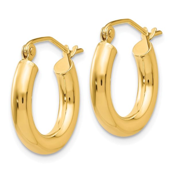 3mm x 15mm 14k Yellow Gold Classic Round Hoop Earrings For Discount